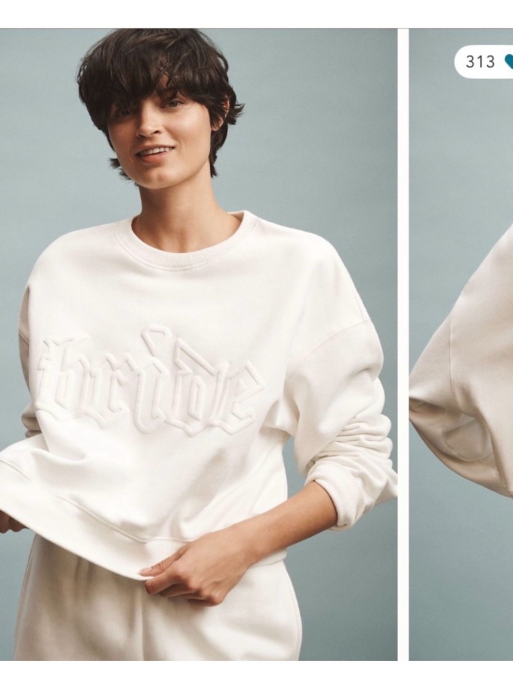 Women’s White Embossed Logo Crewneck Sweatshirt
